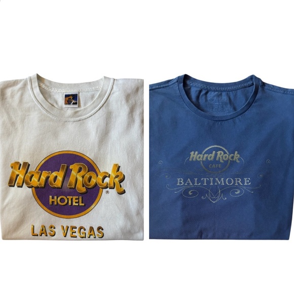 Hard Rock Cafe Men's T-Shirt Bundle Baltimore & Las Vegas Blue White Size Medium - Picture 3 of 16